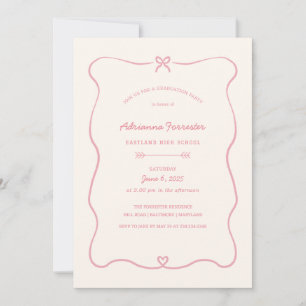 Invitation Jolie Soeur Coeur Fille Rose Parti de Graduation