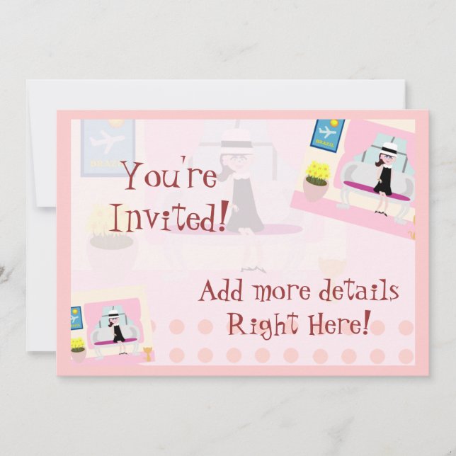 Invitation Jolie Soixante Stephanie Sweet Retro Caractère Art (Devant)