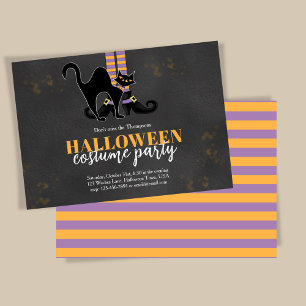 Invitation Jolie Sorcière Noire Chat Whimsical Halloween Part
