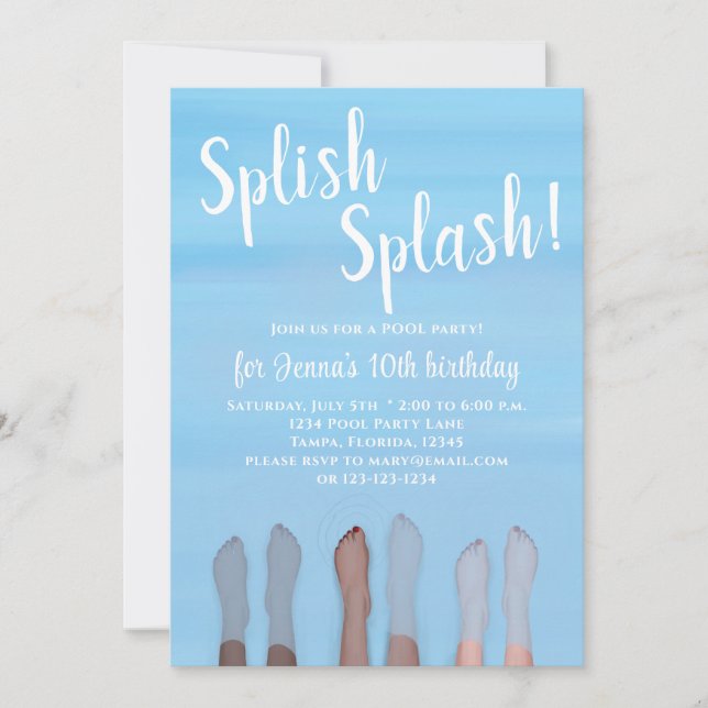 Invitation Jolie Summer Beach Lake Ocean Girly Party (Devant)