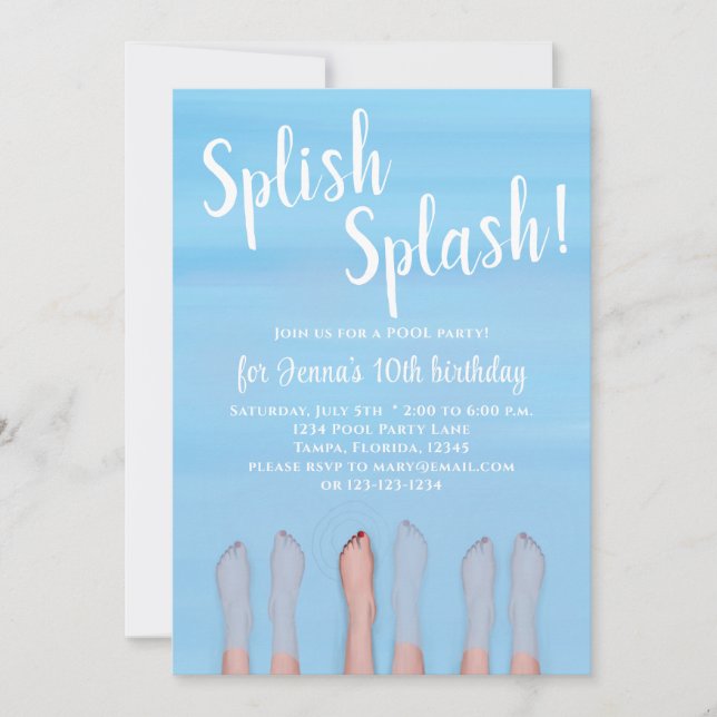 Invitation Jolie Summer Beach Lake Ocean Girly Party (Devant)