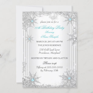 Invitation Jolie Turquoise Winter Wonderland fête d'anniversa
