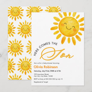 Invitation Jolie Voici venir le Soleil Baby Shower 
