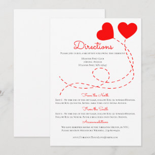 Invitation Jolies Directions De Mariage Cœurs Rouges Ballons