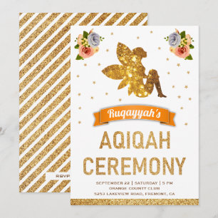 Invitation Jolies Filles Fées Florales Magiques Aqiqah