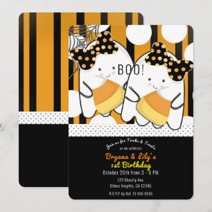 Invitation Jolies Filles Jumelles Fantômes Halloween Fête d'a