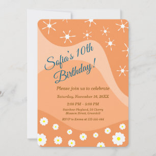 Invitation Jolies fleurs blanches Fête d'anniversaire