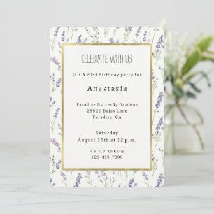 Invitation Jolies Fleurs Blanches Lilas Anniversaire