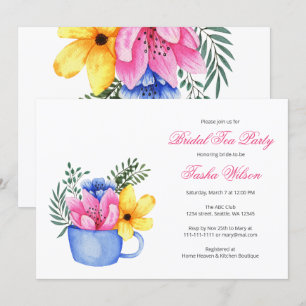 Invitation Jolies fleurs dans une Teacup Fête des mariées Tea