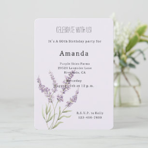 Invitation Jolies Fleurs De Lavande Anniversaire