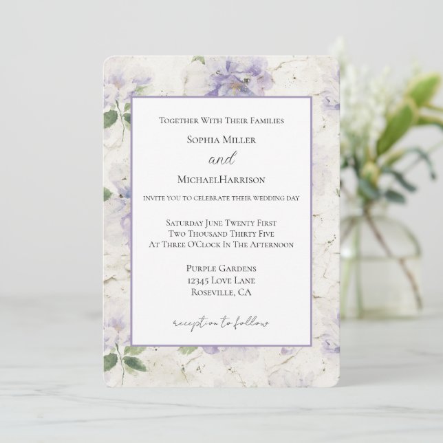 Invitation Jolies fleurs de lavande violette (Debout devant)