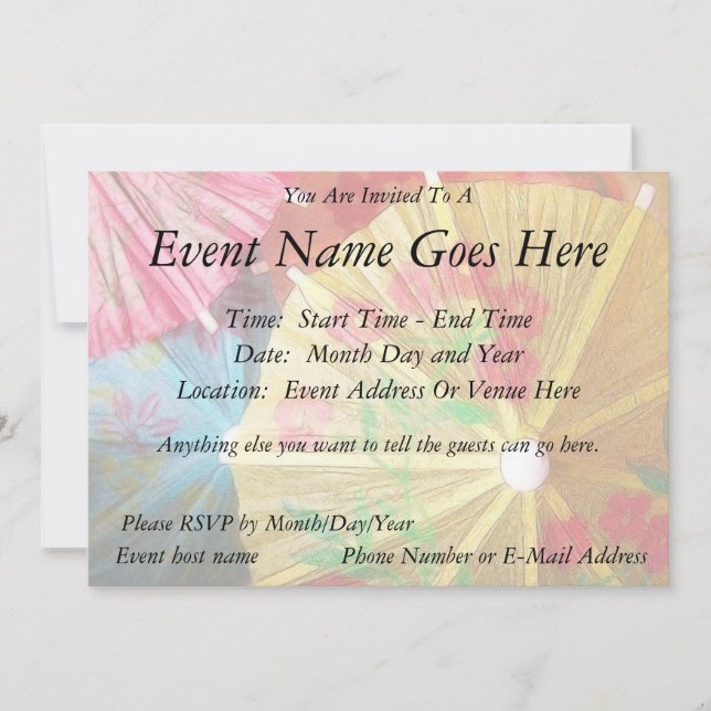 Invitation Jolies parasols de fêtes (Devant)