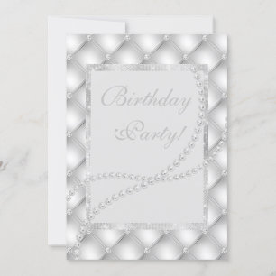 Invitation Jolies perles taches élégant anniversaire argent