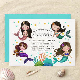 Invitation Jolies sirènes sous les filles de la mer Anniversa