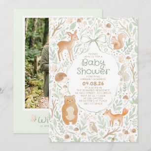 Invitation Jolis Animaux de la Forêt pour Baby Shower Photo