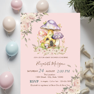 Invitation Jolis Champignons Fleuris Baby Shower