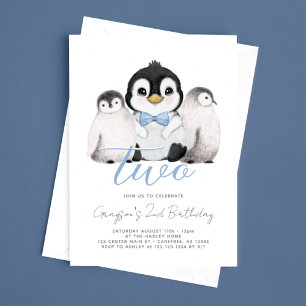Invitation Jolis Manchots Enfants 2ème Anniversaire