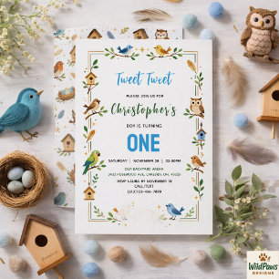 Invitation Jolis Oiseaux Fête d'anniversaire de 1 an – Enfant