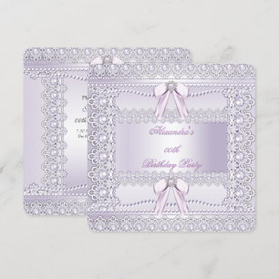Invitation Jolis Perles de Lavande Dentelle Noeud Papillon Fê