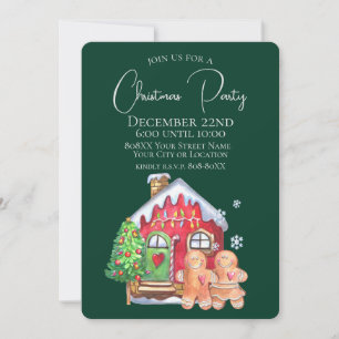Invitation Jolis personnages en pain d'épice aquarelle sur fo