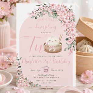 Invitation Jolis Petits Bouquets de Cerisiers en Fleur pour l