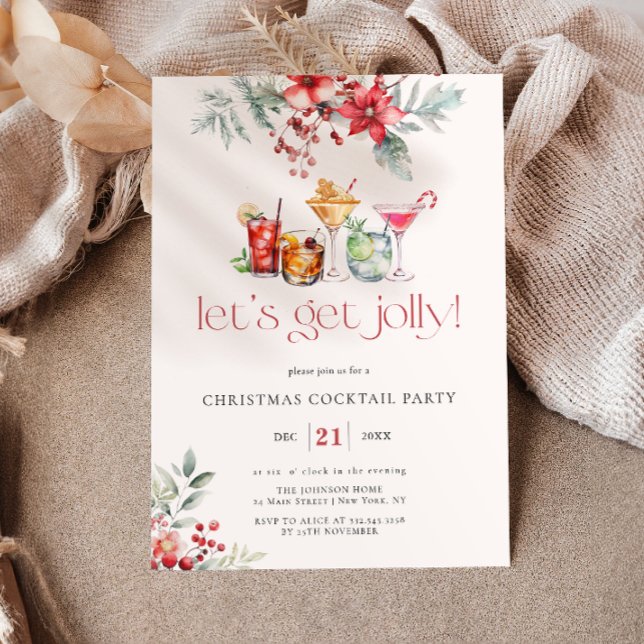 Invitation Jolly Cocktail de vacances Poinsettia (Créateur téléchargé)
