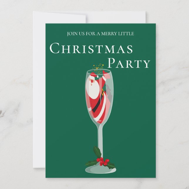 Invitation Jolly Noël Cheval avec champagne Père Noël (Devant)