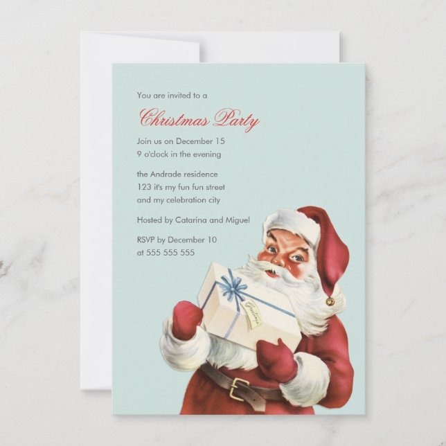 Invitation Jolly Père Noël Blue Holiday (Devant)