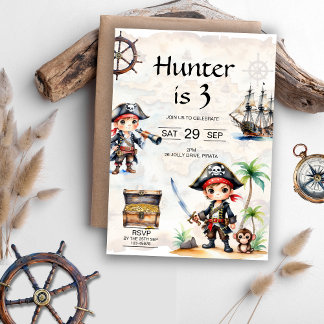 Invitation Jolly Pirates 3e fête d'anniversaire