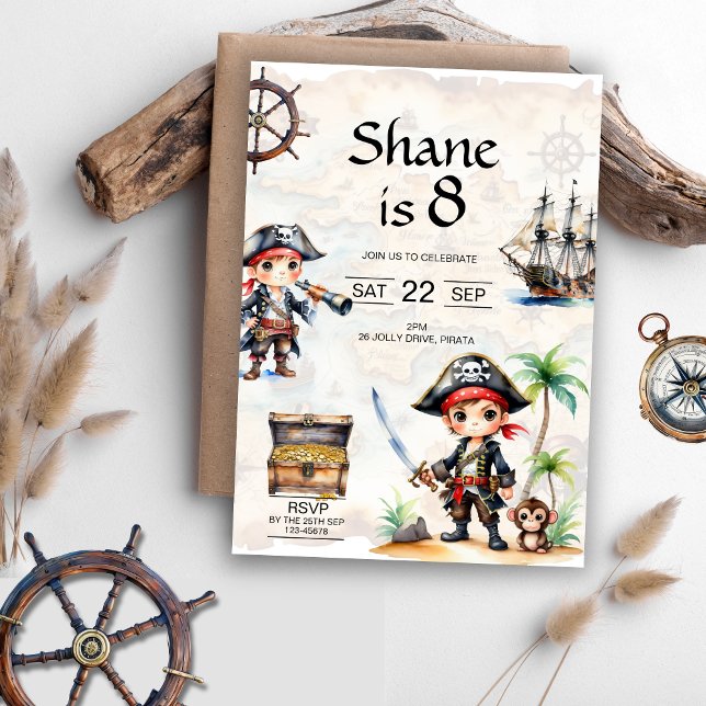 Invitation Jolly Pirates 8e fête d'anniversaire (Créateur téléchargé)