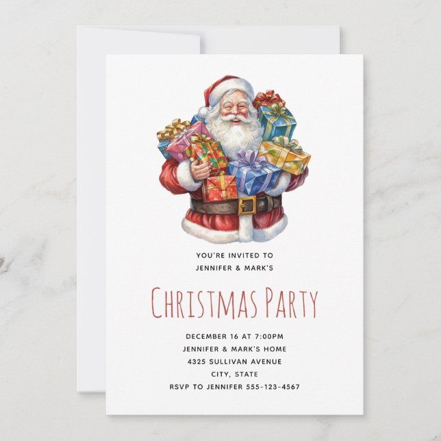 Invitation Jolly Santa Claus Classic Christmas Party (Devant)