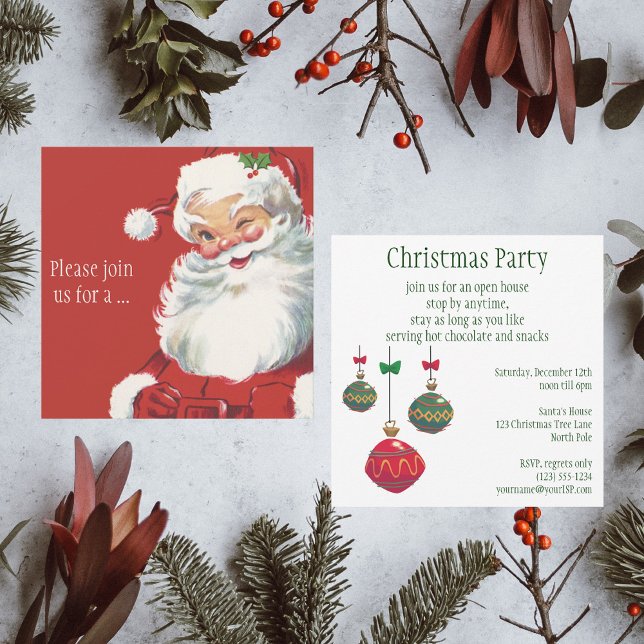 Invitation Jolly Santa Claus, Noël Vintage (Créateur téléchargé)