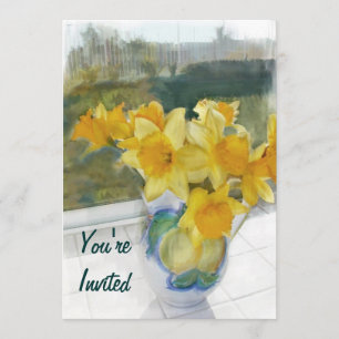 Invitation Jonquilles jaunes de ressort dans une fenêtre
