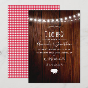 Invitation J'ORGANISE UN BBQ guirlande de lumières de jardin