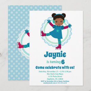 Invitation Jote African American Ice Sking Anniversaire
