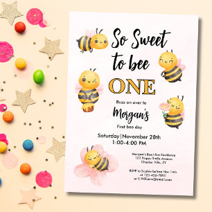 Invitation Jote Bee One Rose Noir Première fête d'anniversair