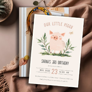 Invitation Jote Blush Petit Cochon Enfants Ferme Cochon Photo
