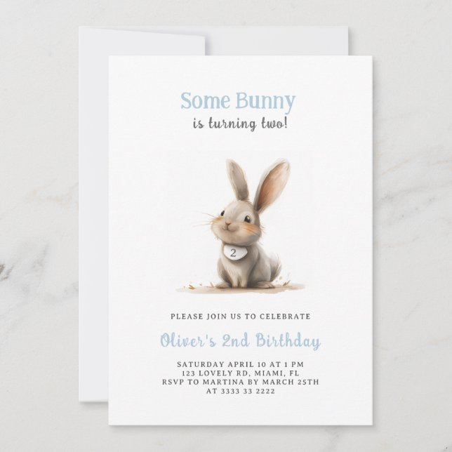 Invitation Jote Enfants Bunny fête d'anniversaire (Devant)