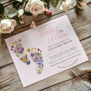 Invitation Jote Fleur sauvage Empreintes  Baby Girl Douche In
