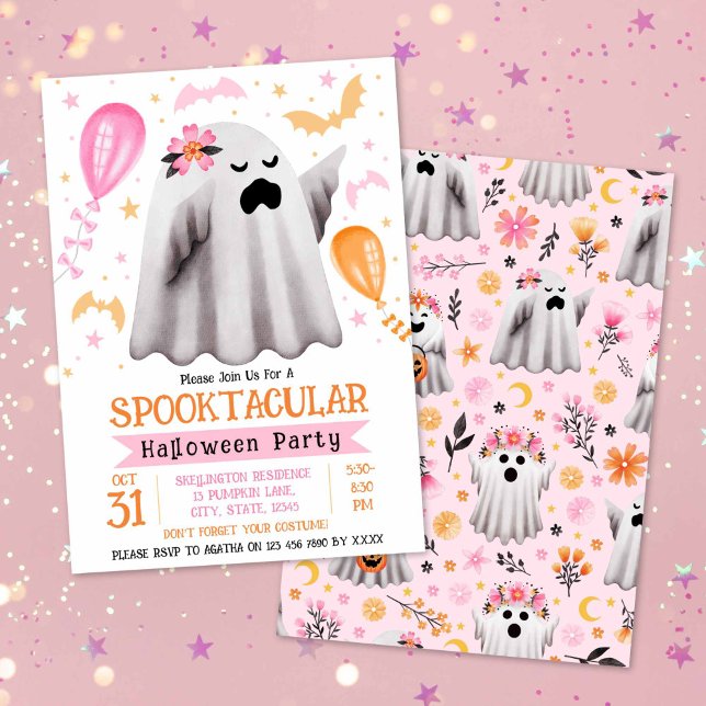 Invitation Jote Ghost Spooktacular Kids Halloween Party (Cute Ghost Spooktacular Kids Halloween Party Invitation)