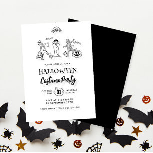 Invitation Jote Kids Doodle Halloween Costume Party