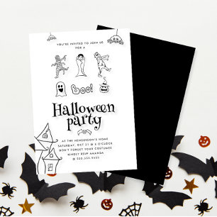 Invitation Jote Kids Doodle Halloween Party