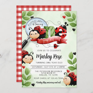 Invitation Jote Ladybug Beetle tourné UNE 1ère fête d'anniver