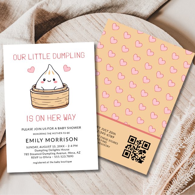 Invitation Jote Little Dumpling Son Baby shower QR Code Way (Créateur téléchargé)