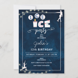 Invitation Jote Modern Ice Patinage Ado Fille fête d'annivers