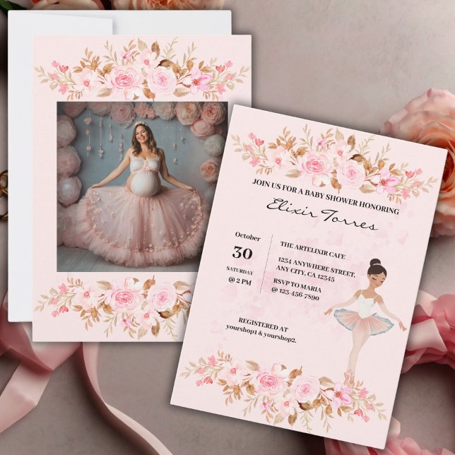 Invitation Jote Modern Little Ballerina Baby shower photo (Créateur téléchargé)