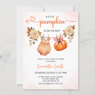 Invitation Jote Petit Citrouille Automne Baby shower Automne