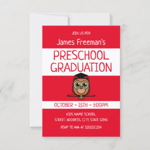 Invitation Jote Red Childrens Livre Style Préscolaire Graduat
