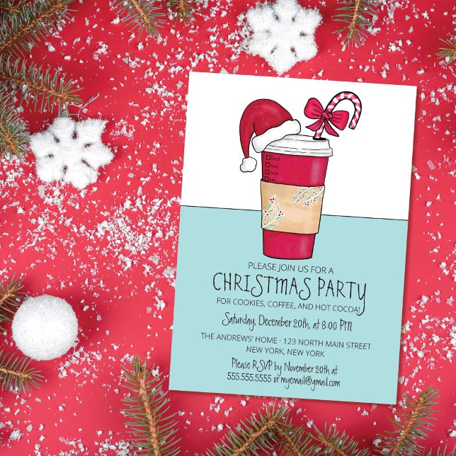 Invitation Jote Red Santa Hat Café Sucre de canne Noël (Créateur téléchargé)