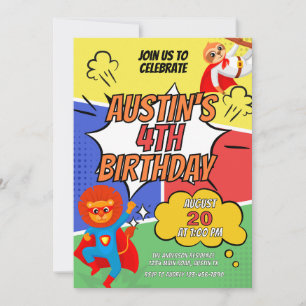 Invitation Jote Sloth Superhero fête d'anniversaire